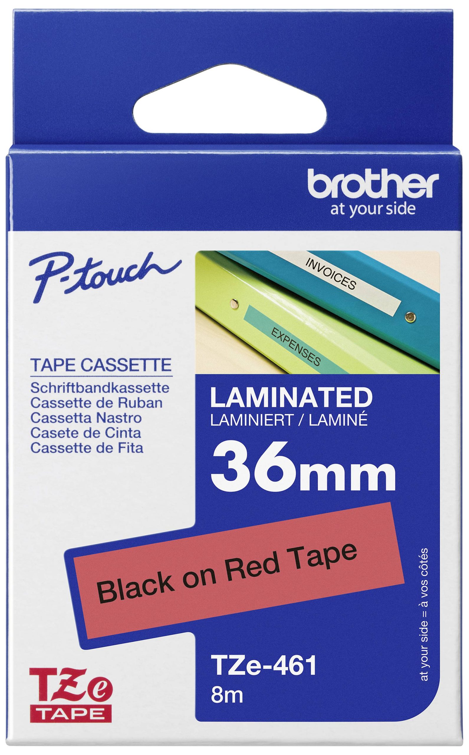 Brother TZe-461 Labeltape Kunststof Tapekleur: Rood Tekstkleur: Zwart 36 mm 8 m