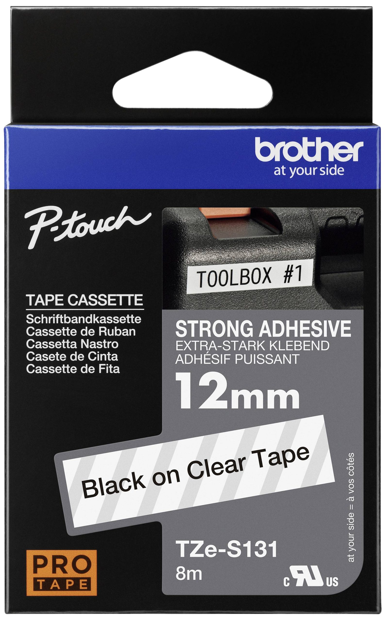 Brother TZe-S131 Labeltape extra sterk klevend Tapekleur: Transparant Tekstkleur: Zwart 12 mm 8 m