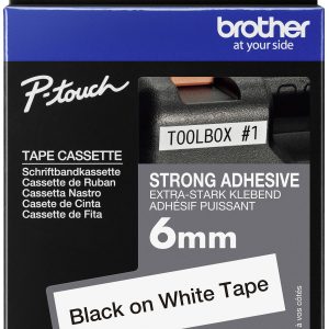 Brother TZe-S211 Labeltape extra sterk klevend Tapekleur: Wit Tekstkleur: Zwart 6 mm 8 m