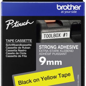 Brother TZe-S621 Labeltape extra sterk klevend PET Tapekleur: Geel Tekstkleur: Zwart 9 mm 8 m