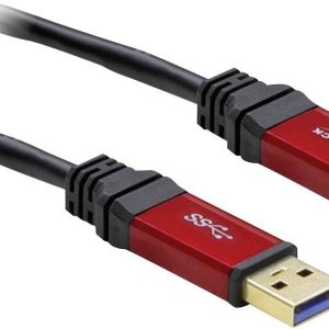 Delock 82745 USB-kabel USB 3.2 Gen1 USB-A stekker, USB-A stekker 2.00 m Rood, Zwart Vergulde steekcontacten, UL gecertif Delock 82745 USB-kabel USB 3.2 Gen1 USB-A stekker, USB-A stekker 2.00 m Rood, Zwart Vergulde steekcontacten, UL gecertif