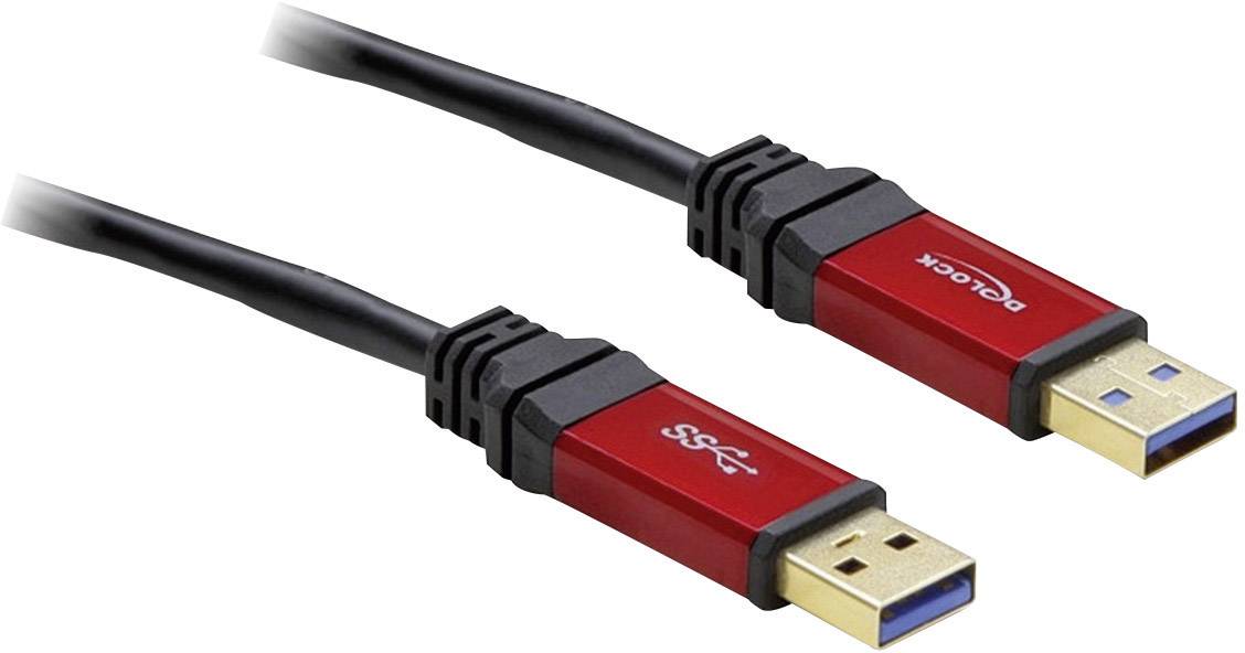Delock 82745 USB-kabel USB 3.2 Gen1 USB-A stekker, USB-A stekker 2.00 m Rood, Zwart Vergulde steekcontacten, UL gecertif
