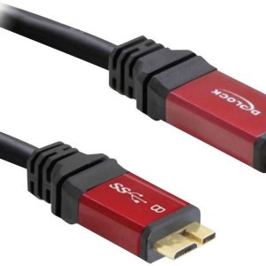 Delock 1672263 USB-kabel USB 3.2 Gen1 USB-A stekker, USB-micro-B 3.0 stekker 2.00 m Rood, Zwart Vergulde steekcontacten,
