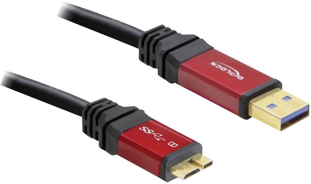 Delock 1672263 USB-kabel USB 3.2 Gen1 USB-A stekker, USB-micro-B 3.0 stekker 2.00 m Rood, Zwart Vergulde steekcontacten,