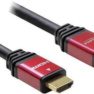 Delock 57903 HDMI-kabel HDMI Aansluitkabel HDMI-A-stekker, HDMI-A-stekker 3.00 m Rood/zwart Vergulde steekcontacten, Met