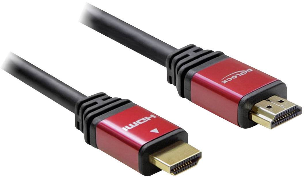 Delock 57903 HDMI-kabel HDMI Aansluitkabel HDMI-A-stekker, HDMI-A-stekker 3.00 m Rood/zwart Vergulde steekcontacten, Met