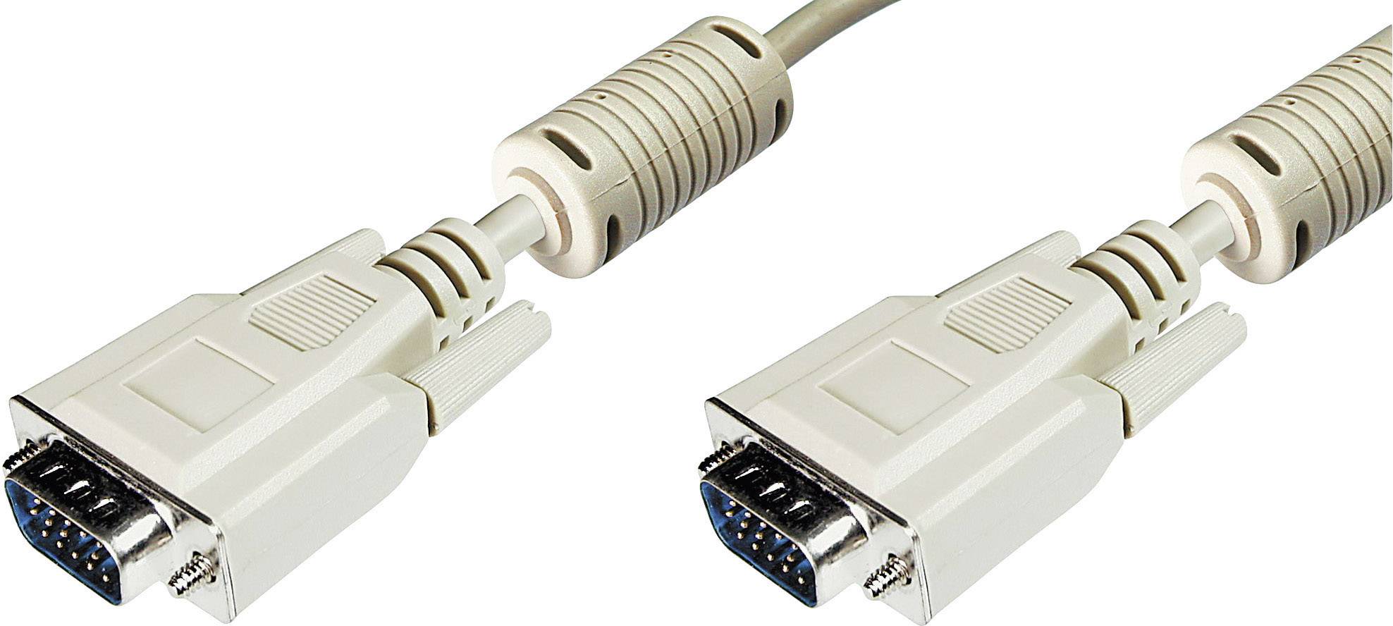 Digitus AK-310103-050-E VGA-kabel VGA Aansluitkabel VGA-stekker 15-polig, VGA-stekker 15-polig 5.00 m Grijs Schroefbaar,