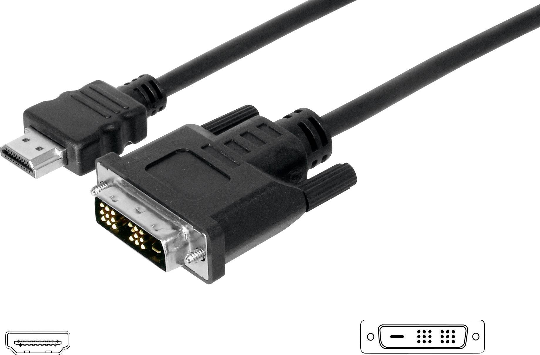 Digitus AK-330300-030-S HDMI-kabel HDMI / DVI Adapterkabel HDMI-A-stekker, DVI-D 18+1-polige stekker 3.00 m Zwart Schroe