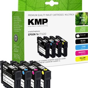 KMP Inktcartridge vervangt Epson 16XL, T1636, T1631, T1632, T1633, T1634 Compatibel Combipack Zwart, Cyaan, Magenta, Gee KMP Inktcartridge vervangt Epson 16XL, T1636, T1631, T1632, T1633, T1634 Compatibel Combipack Zwart, Cyaan, Magenta, Gee