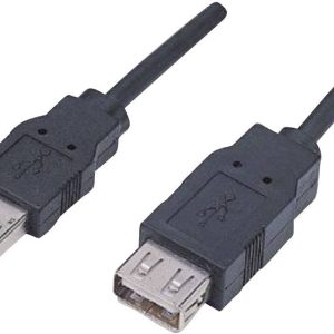 Manhattan 338653-CG USB-kabel USB 2.0 USB-A stekker, USB-A bus 1.80 m Zwart Vergulde steekcontacten, UL gecertificeerd