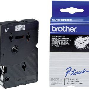 Brother TC-291 Labeltape Kunststof Tapekleur: Wit Tekstkleur: Zwart 9 mm 7.7 m Brother TC-291 Labeltape Kunststof Tapekleur: Wit Tekstkleur: Zwart 9 mm 7.7 m