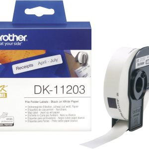Brother DK-11203 Rol met etiketten 17 x 87 mm Papier Wit 300 stuk(s) Permanent hechtend DK11203 Etiketten voor ordnerinh Brother DK-11203 Rol met etiketten 17 x 87 mm Papier Wit 300 stuk(s) Permanent hechtend DK11203 Etiketten voor ordnerinh