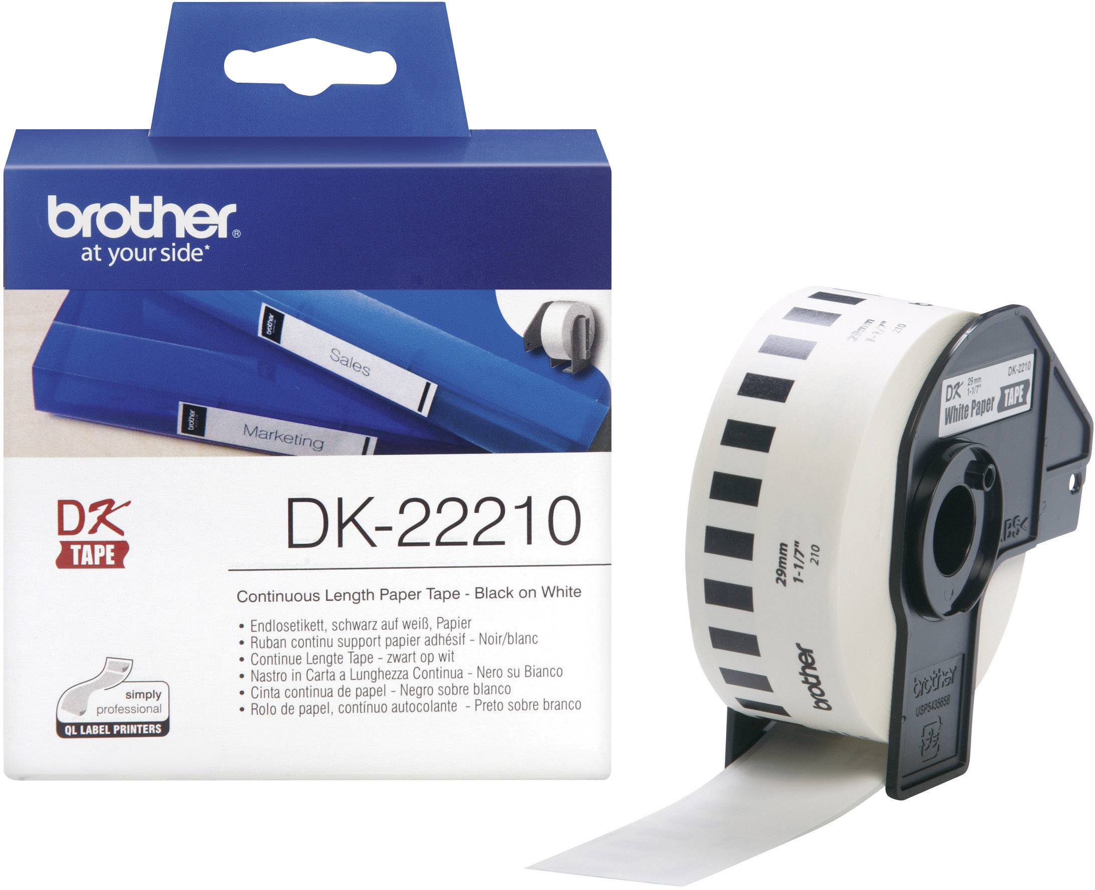 Brother Brother DK-22210 - Schwarz auf Weiß - Rolle (2,9 cm x 30,5 m) Rol met etiketten 29 mm x 30.48 m Papier Wit 1 stu