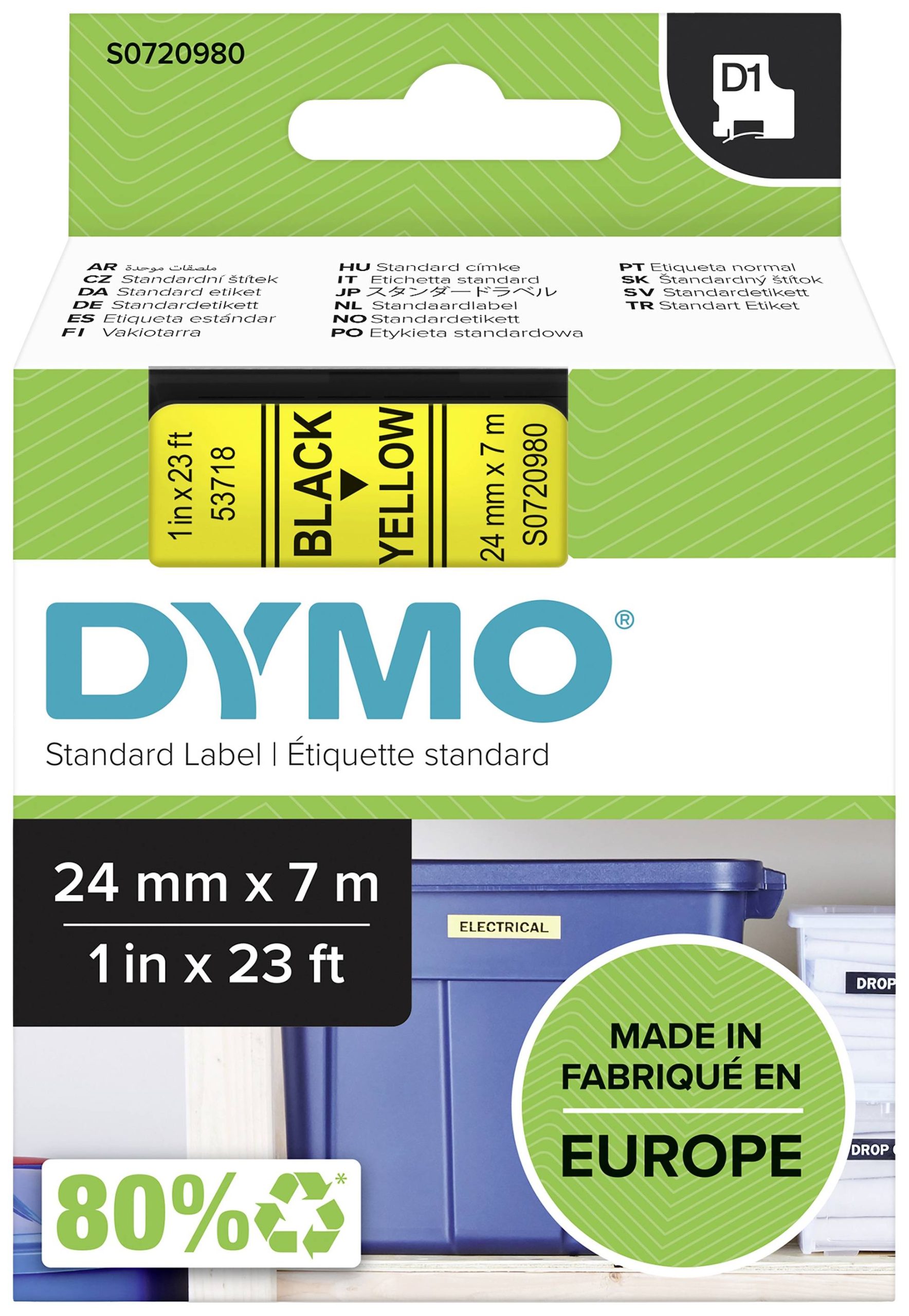 DYMO 53718 Labeltape Polyester Tapekleur: Geel Tekstkleur: Zwart 24 mm 7 m