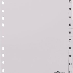 Durable 6512 Register DIN A4 1-12 Kunststof Grijs 12 tabbladen Bedrukte tabs 651210 Durable 6512 Register DIN A4 1-12 Kunststof Grijs 12 tabbladen Bedrukte tabs 651210