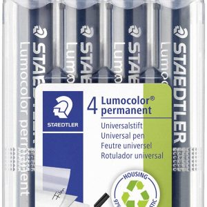 Staedtler Lumocolor permanent S DRY SAFE 313 WP4 Permanent marker Rood, Blauw, Groen, Zwart Watervast: Ja Staedtler Lumocolor permanent S DRY SAFE 313 WP4 Permanent marker Rood, Blauw, Groen, Zwart Watervast: Ja