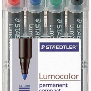 Staedtler Lumocolor permanent compact DRY SAFE 318-9WP4HZ Permanent marker Zwart Watervast: Ja Staedtler Lumocolor permanent compact DRY SAFE 318-9WP4HZ Permanent marker Zwart Watervast: Ja