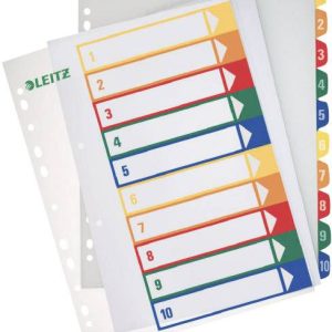 Leitz 12930000 Register DIN A4, Bovenbreedte 1-10 Polypropyleen Meerdere kleuren 10 tabbladen PC-beschrijfbaar 12930000 Leitz 12930000 Register DIN A4, Bovenbreedte 1-10 Polypropyleen Meerdere kleuren 10 tabbladen PC-beschrijfbaar 12930000