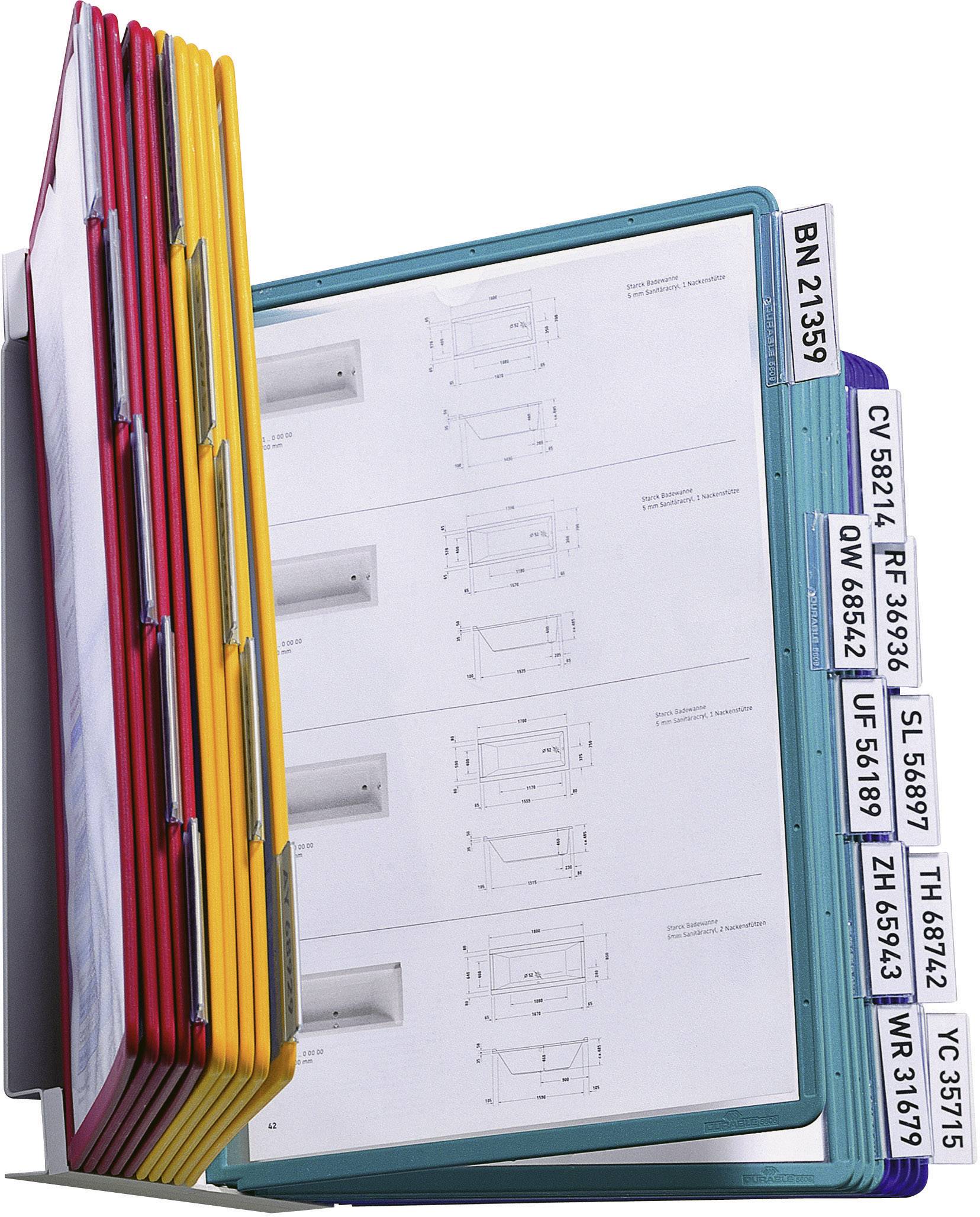 Durable Wandhouder voor bureaustandaard VARIO WALL 20 - 5512 Blauw, Geel, Groen, Rood DIN A4 Aantal meegeleverde display