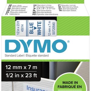 DYMO 45014 Labeltape Polyester Tapekleur: Wit Tekstkleur: Blauw 12 mm 7 m DYMO 45014 Labeltape Polyester Tapekleur: Wit Tekstkleur: Blauw 12 mm 7 m