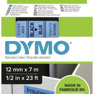 DYMO 45016 Labeltape Polyester Tapekleur: Blauw Tekstkleur: Zwart 12 mm 7 m DYMO 45016 Labeltape Polyester Tapekleur: Blauw Tekstkleur: Zwart 12 mm 7 m