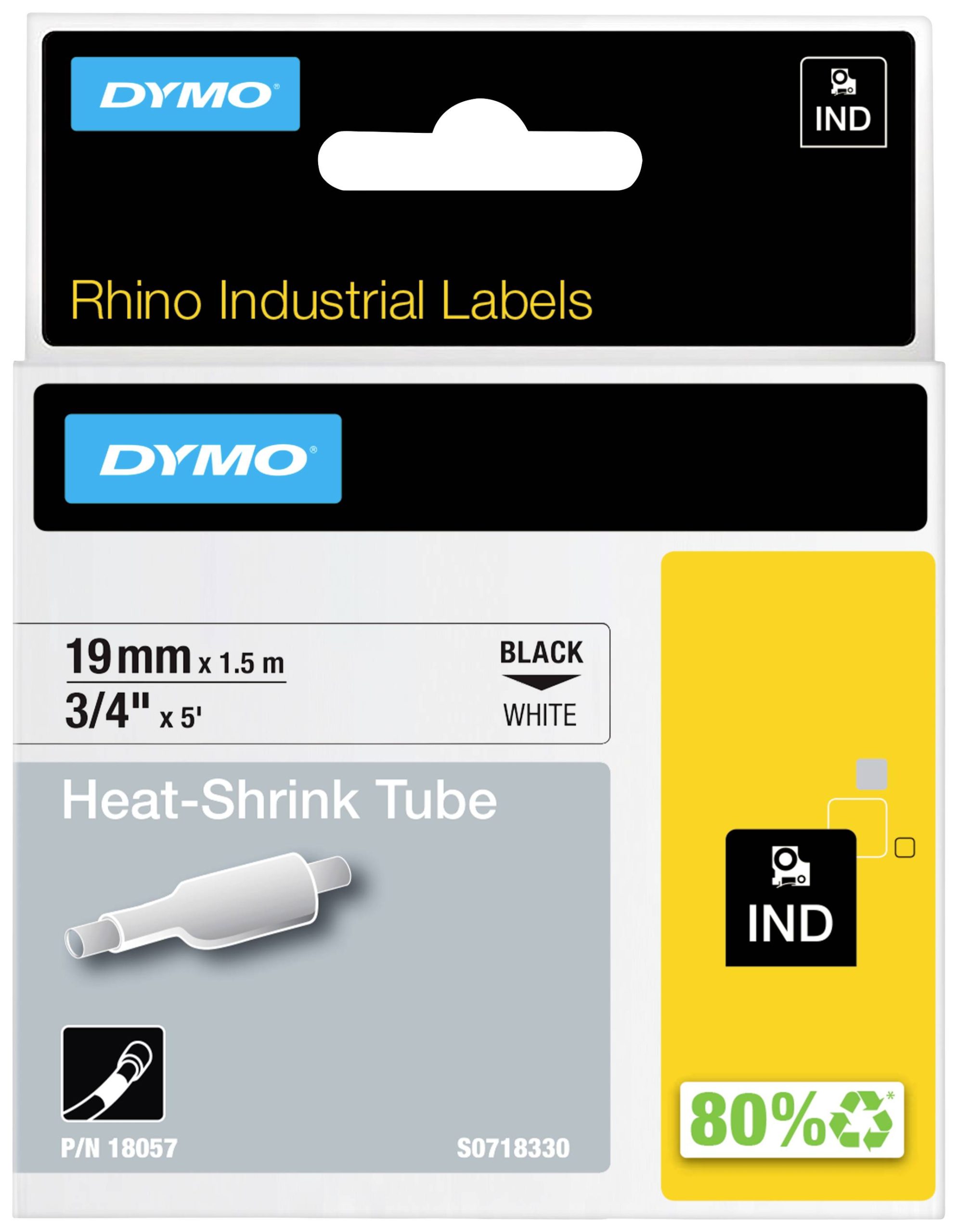 Labeltape DYMO IND RHINO 18057 Polyolefine Tapekleur: Wit Tekstkleur:Zwart 19 mm 1.5 m