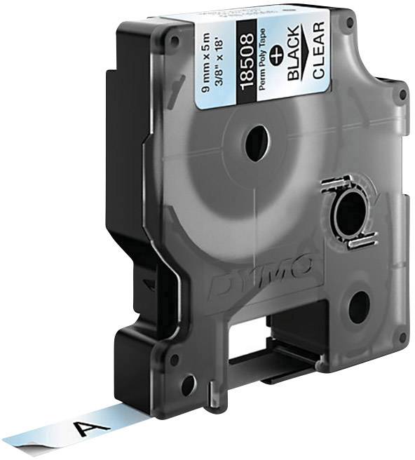 Etiketten DYMO IND RHINO S0718160 Polyester Tapekleur: Transparant Tekstkleur:Zwart 9 mm 5.5 m