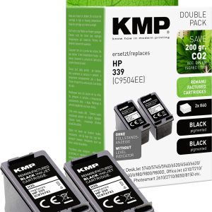KMP Inktcartridge vervangt HP 339, C8767E Compatibel 2-pack Zwart H25D 1023,4021 KMP Inktcartridge vervangt HP 339, C8767E Compatibel 2-pack Zwart H25D 1023,4021