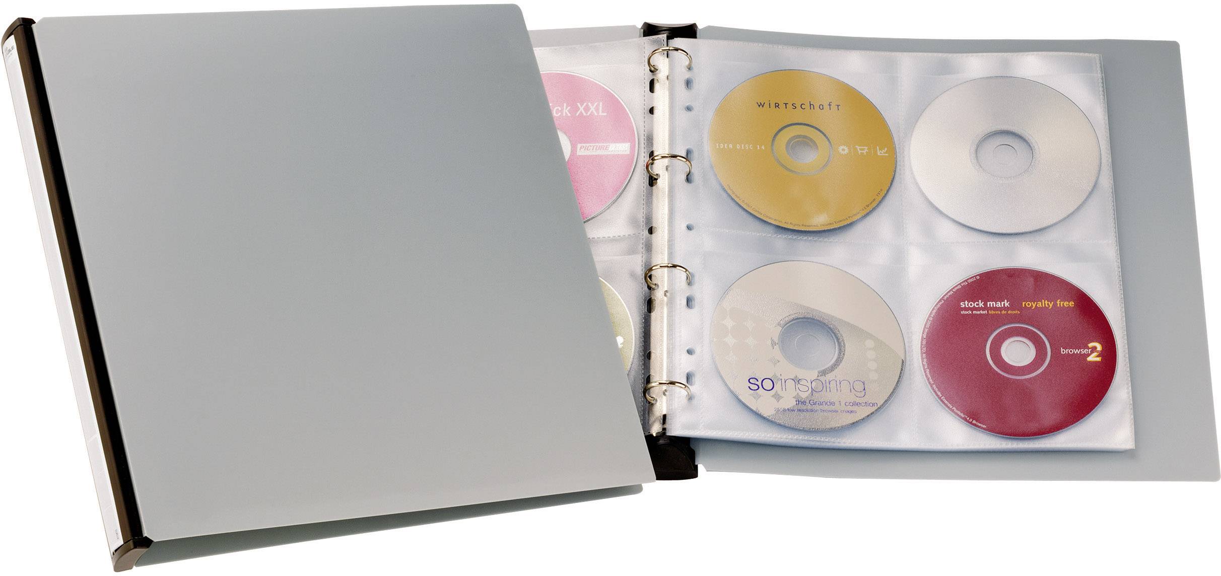 Durable CD/DVD-ordner 96 CD's/DVD's/Blu-rays Polypropyleen Zwart, Grijs 12 stuk(s) 527701