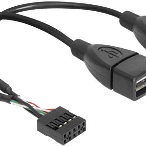 Delock 83292 USB-kabel USB 2.0 Shrouded header 8-polig, USB-A bus 0.20 m Zwart UL gecertificeerd Delock 83292 USB-kabel USB 2.0 Shrouded header 8-polig, USB-A bus 0.20 m Zwart UL gecertificeerd