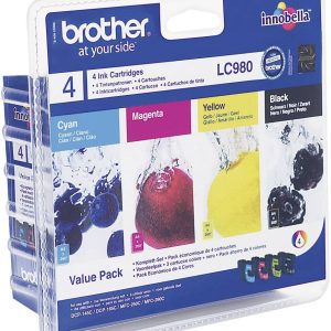 Brother Inktcartridge LC-980 Origineel Combipack Zwart, Cyaan, Magenta, Geel LC980VALBP Brother Inktcartridge LC-980 Origineel Combipack Zwart, Cyaan, Magenta, Geel LC980VALBP