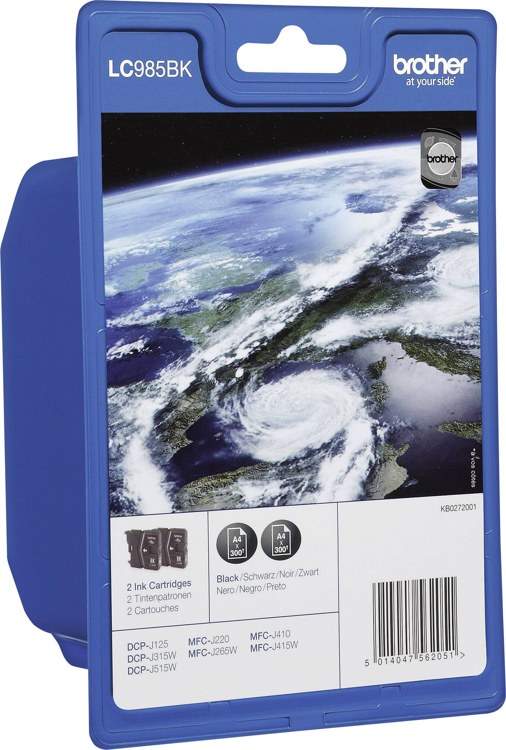 Brother Inktcartridge LC-985BK Origineel 2-pack Zwart LC985BKBP2DR
