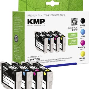 KMP Inkt E121V vervangt Epson T1285, T1281, T1282, T1283, T1284 Zwart, Cyaan, Magenta, Geel KMP Inkt E121V vervangt Epson T1285, T1281, T1282, T1283, T1284 Zwart, Cyaan, Magenta, Geel