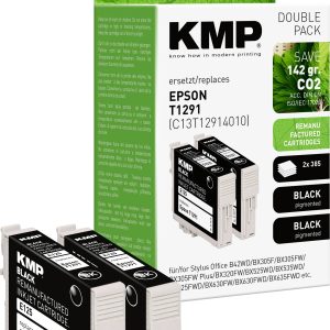 KMP Inktcartridge vervangt Epson T1291 Compatibel 2-pack Zwart E125D 1617,0021 KMP Inktcartridge vervangt Epson T1291 Compatibel 2-pack Zwart E125D 1617,0021