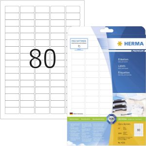 Herma 4336 Universele etiketten 35.6 x 16.9 mm Papier Wit 2000 stuk(s) Permanent hechtend Inkjet, Laser (zwart/wit), Las Herma 4336 Universele etiketten 35.6 x 16.9 mm Papier Wit 2000 stuk(s) Permanent hechtend Inkjet, Laser (zwart/wit), Las