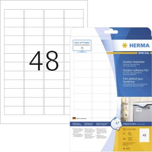 Herma 9531 Folie-etiketten 45.7 x 21.2 mm Polyethyleen folie Wit 480 stuk(s) Permanent hechtend Laser (kleur), Laser (zw Herma 9531 Folie-etiketten 45.7 x 21.2 mm Polyethyleen folie Wit 480 stuk(s) Permanent hechtend Laser (kleur), Laser (zw