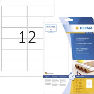 Herma 9533 Folie-etiketten 99.1 x 42.3 mm Polyethyleen folie Wit 120 stuk(s) Permanent hechtend Laser (kleur), Laser (zw Herma 9533 Folie-etiketten 99.1 x 42.3 mm Polyethyleen folie Wit 120 stuk(s) Permanent hechtend Laser (kleur), Laser (zw