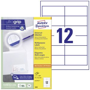 Avery-Zweckform 3659 Universele etiketten 97 x 42.3 mm Papier Wit 1200 stuk(s) Permanent hechtend Inkjet, Laser (zwart/w Avery-Zweckform 3659 Universele etiketten 97 x 42.3 mm Papier Wit 1200 stuk(s) Permanent hechtend Inkjet, Laser (zwart/w