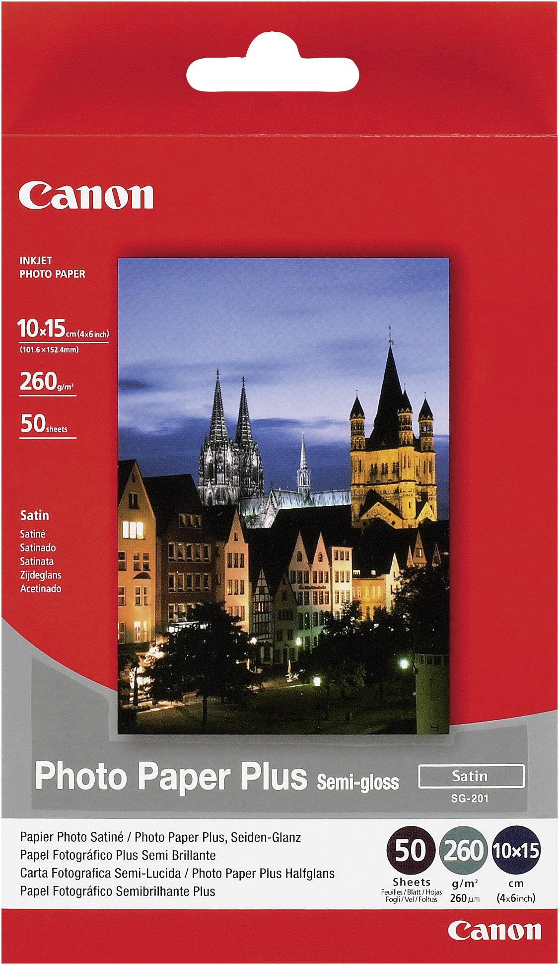 Canon Photo Paper Plus Semi-gloss SG-201 1686B015 Fotopapier 10 x 15 cm 260 g/m² 50 vellen Zijdeglans