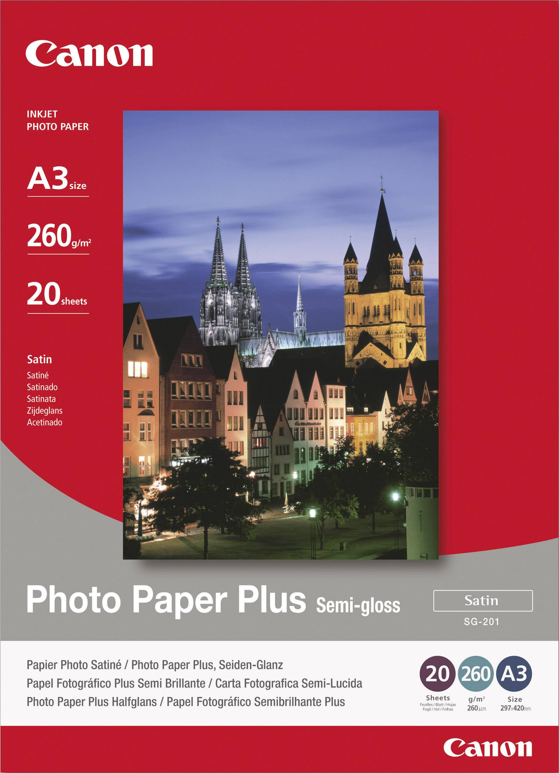 Canon Photo Paper Plus Semi-gloss SG-201 1686B026 Fotopapier DIN A3 260 g/m² 20 vellen Zijdeglans