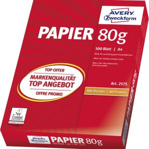 Avery-Zweckform PAPER Inkjet + Laser + Copier 2575 Printpapier DIN A4 80 g/m² 500 vellen Wit Avery-Zweckform PAPER Inkjet + Laser + Copier 2575 Printpapier DIN A4 80 g/m² 500 vellen Wit