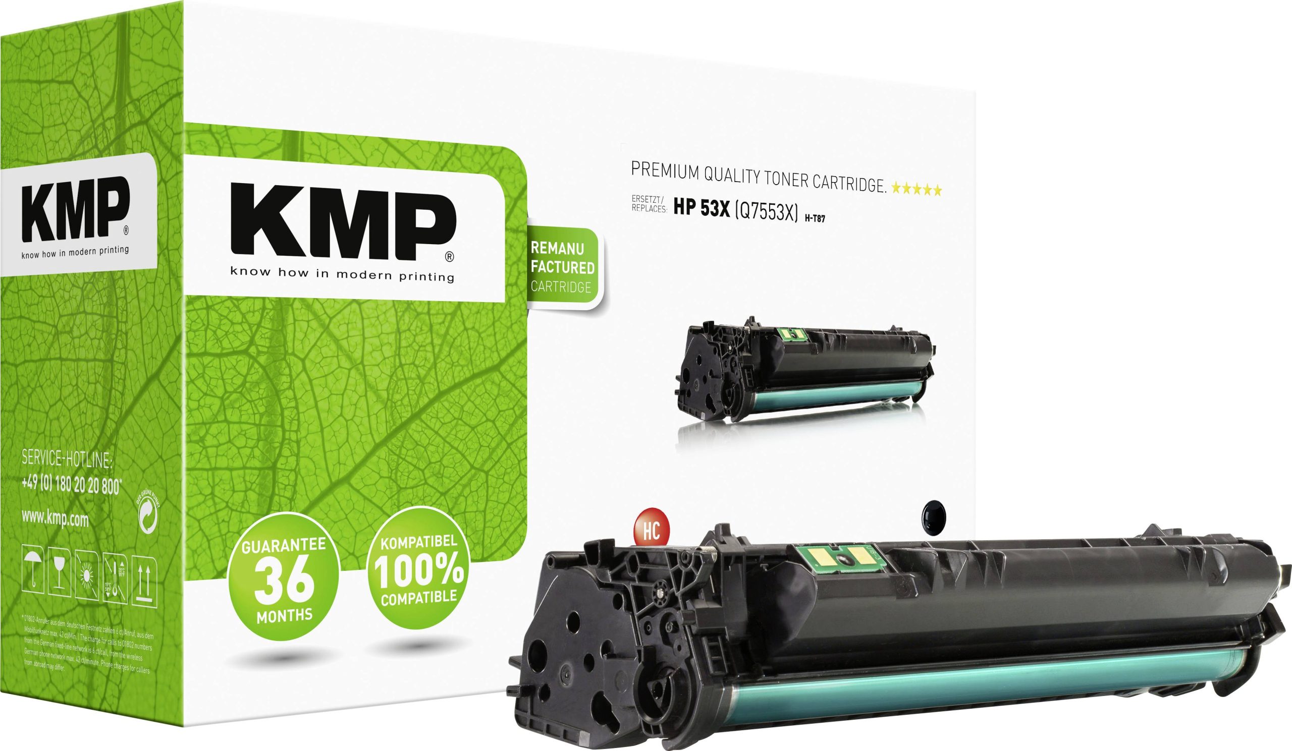 KMP Toner vervangt HP 53X, Q7553X Compatibel Zwart 7000 bladzijden H-T87 1207,HC00