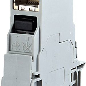 BTR-netwerkdoos voor DIN-railmontage CAT 6 insteekrichting 90° RAL 7035