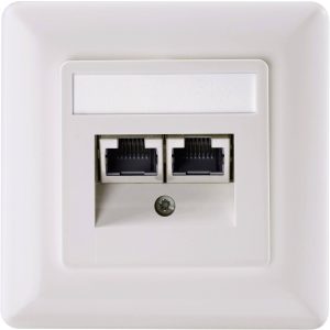 Setec 501286 Netwerkdoos Inbouw (in muur) Inzet met centraalstuk en frame CAT 5e 2 poorten Parel-wit