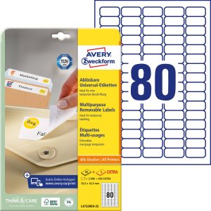 Avery-Zweckform L4732REV-25 Universele etiketten 35.6 x 16.9 mm Papier Wit 2400 stuk(s) Weer verwijderbaar Inkjet, Laser Avery-Zweckform L4732REV-25 Universele etiketten 35.6 x 16.9 mm Papier Wit 2400 stuk(s) Weer verwijderbaar Inkjet, Laser