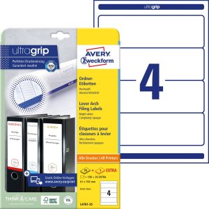 Avery-Zweckform Ordneretiketten L4761-25 61 x 192 mm Papier Wit Permanent hechtend 120 stuk(s) Avery-Zweckform Ordneretiketten L4761-25 61 x 192 mm Papier Wit Permanent hechtend 120 stuk(s)