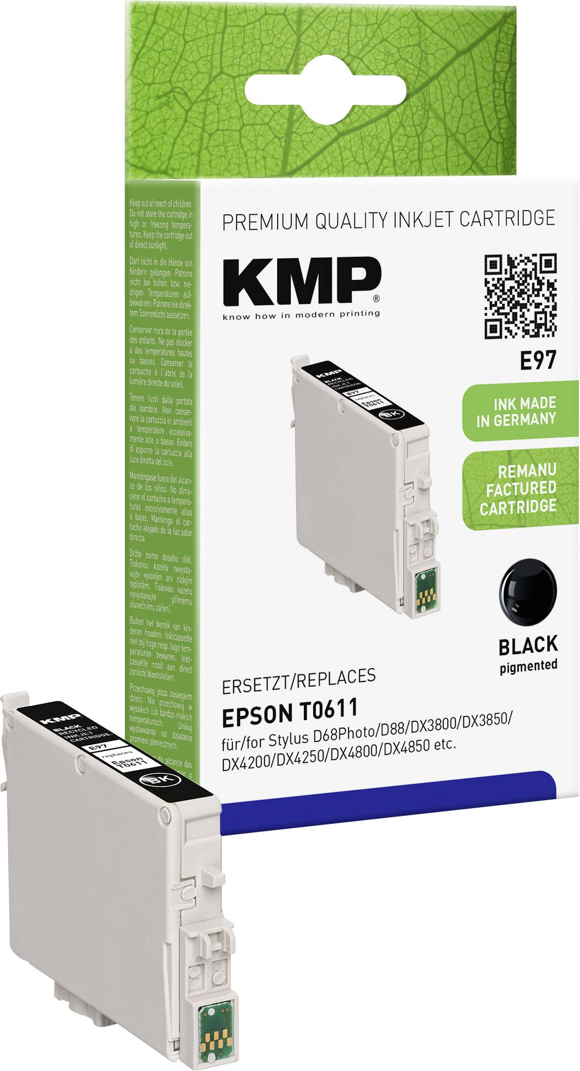KMP Inktcartridge vervangt Epson T0611 Compatibel Zwart E97 1603,0001