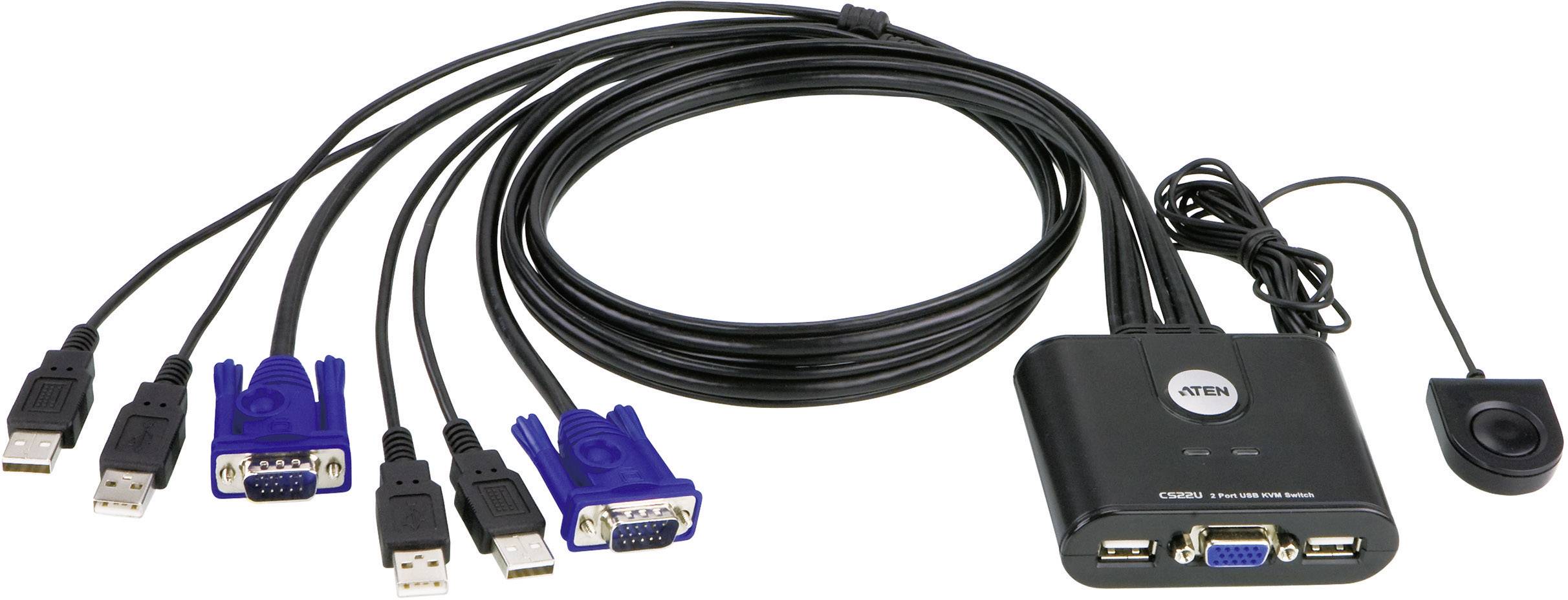 ATEN CS22U-AT KVM-switch 2 poorten VGA USB 2048 x 1536 Pixel