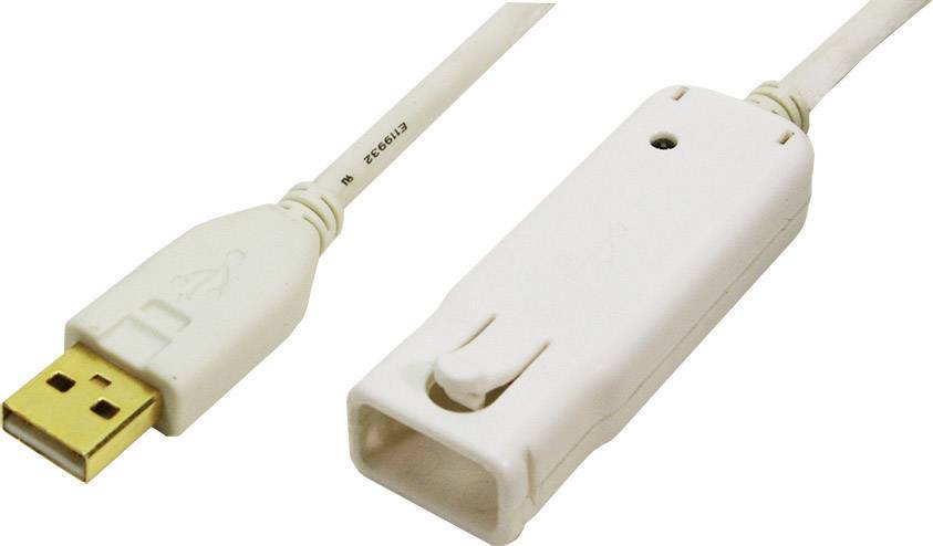 LogiLink UA0092 USB-kabel USB 2.0 USB-A stekker, USB-A bus 12.00 m Wit Vergulde steekcontacten, UL gecertificeerd