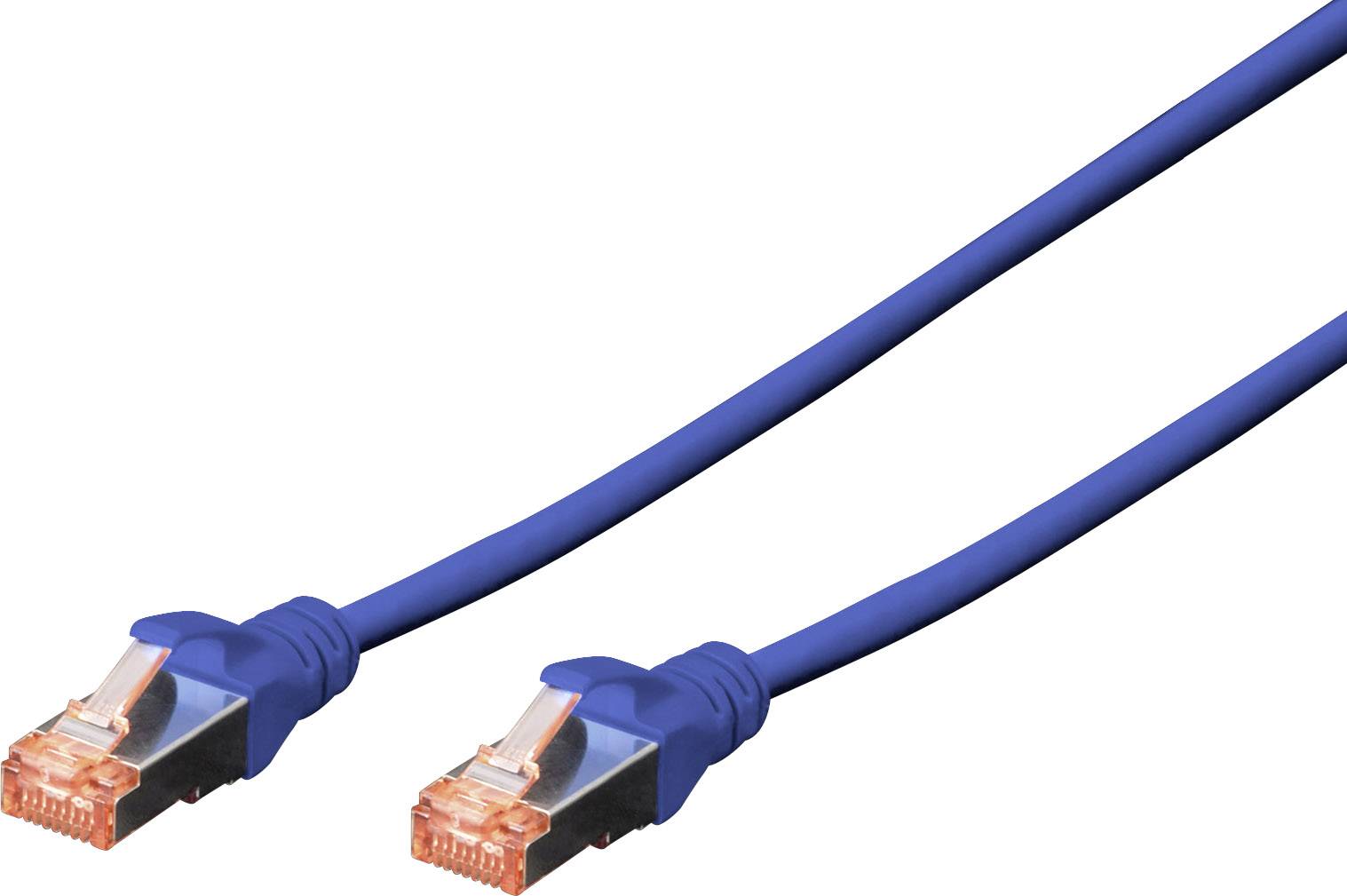 Digitus DK-1641-0025/B RJ45 Netwerkkabel, patchkabel CAT 6 S/FTP 0.25 m Blauw Vlambestendig, Snagless 1 stuk(s)